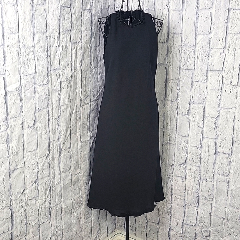 HAROLD'S Black‎ Ruffled Sheath Dressy Dress Size 8